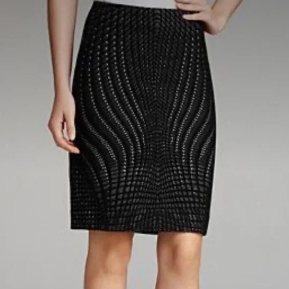 Diane Von Furstenberg Mae Skirt Wool Blend Black & White Skirt Size 8 Career - Picture 1 of 14